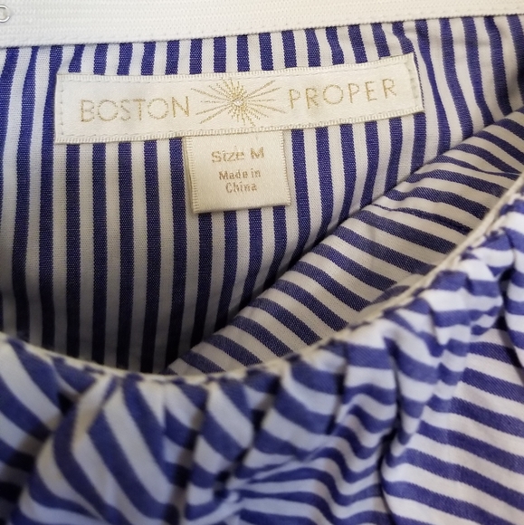 BOSTON PROPER blue/white striped top M - Picture 4 of 7